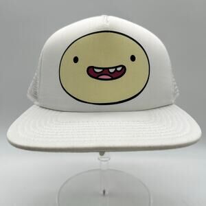 Cartoon Network Adventure Time Finn Adult OS White Trucker Snapback Mesh Hat NEW